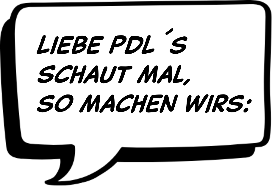 Sprechblase: 'So machen wirs'